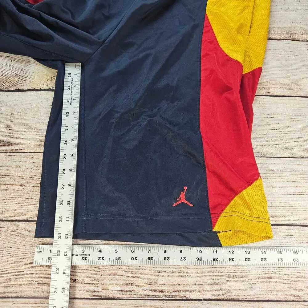 Jordan Baggy Shorts Men's Large Navy Blue Red Yellow Athletic Mesh Colorblock